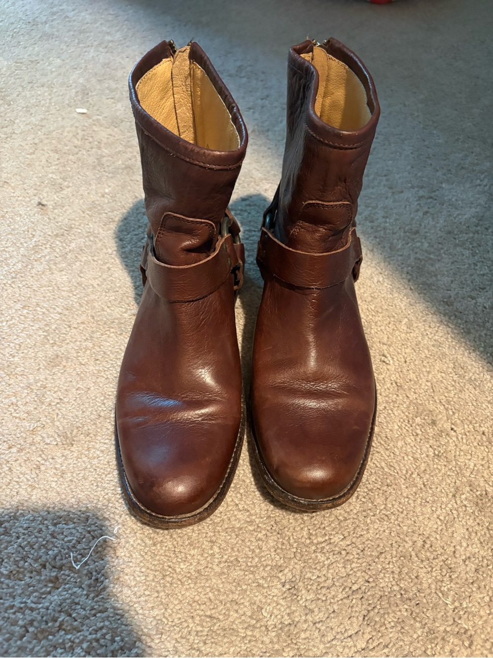 Brown Leather Harness Boots